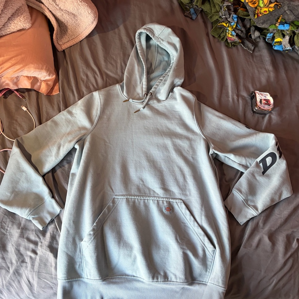 Dickies Light Blue Crewneck Hoodie with Sleeve Logo